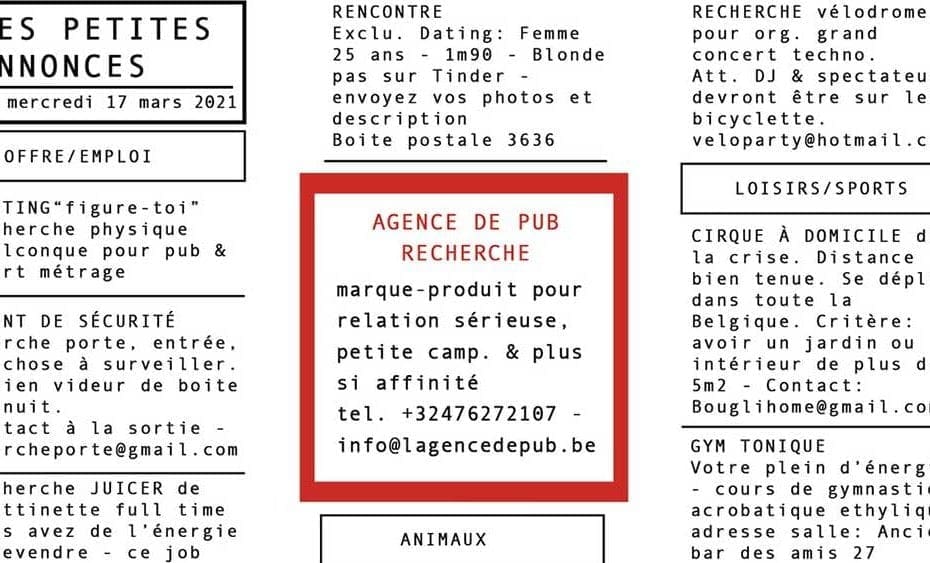 Les petites annonces de l'agence de pub !