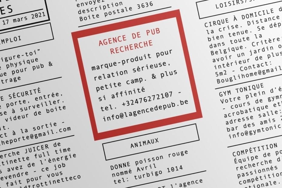 Les petites annonces de l’agence de pub